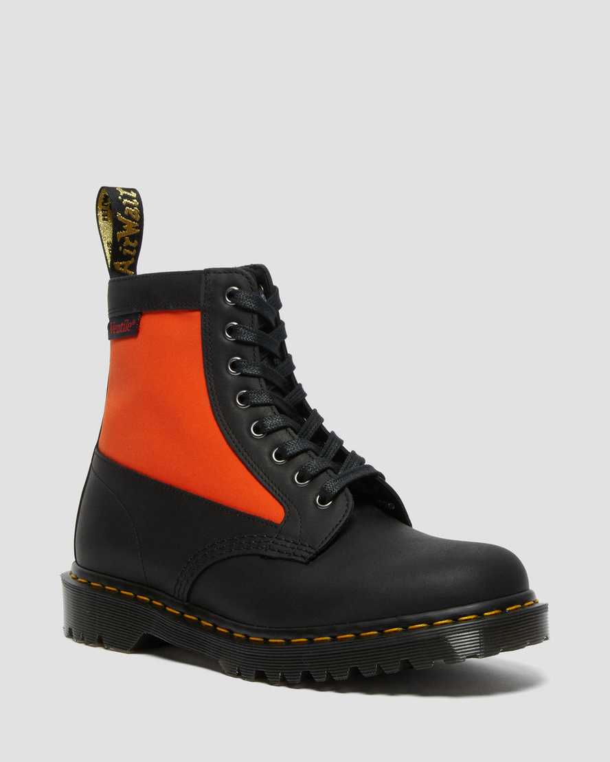 Dr. Martens 1460 Panel Nahka + Ventile® Miesten Nauhalliset Nilkkurit - Mustat/Oranssi Nilkkurit [57